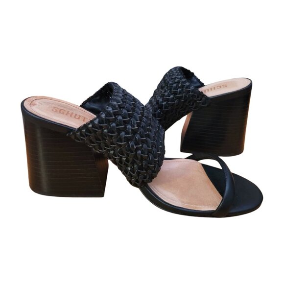 SCHUTZ Brazil Made 2 Straps Braided Sandal in Black Sz 7.5 B - Picture 1 of 10